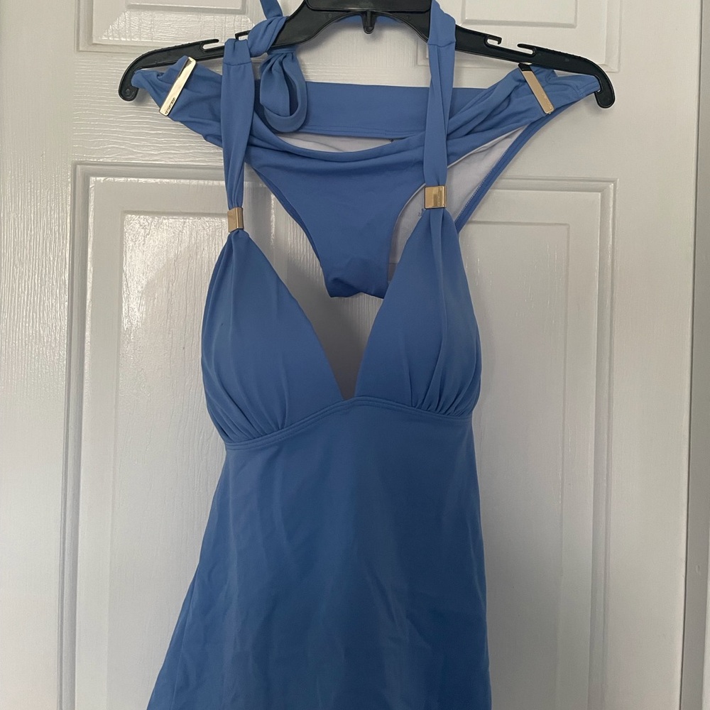 Victoria's Secret Periwinkle Blue Halter Swim Dress with Matching Bikini Bottom